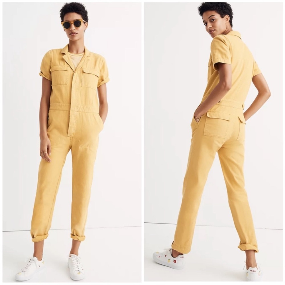 Madewell Short Sleeve Yellow Coverall, XS